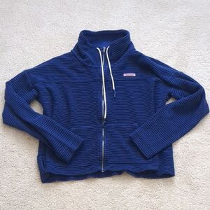 Vineyard Vines Royal Blue Tonal Funnel Neck Full Zip Jacket Size L
